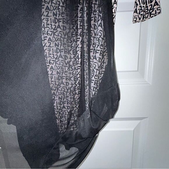 Lace Canada Mesh Draped Overlay 3/4 Sleeve Artsy Lagenlook Top - Picture 5 of 7